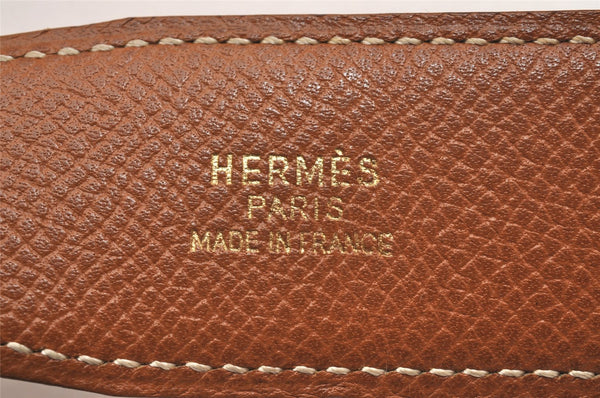 Authentic HERMES Constance Leather Belt Size 65cm 25.6" Black Brown Box 5130J