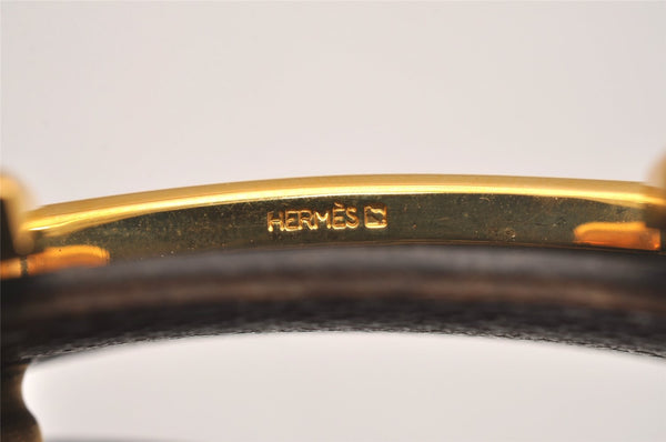 Authentic HERMES Constance Leather Belt Size 65cm 25.6" Black Brown Box 5130J