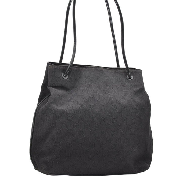 Authentic GUCCI Vintage Shoulder Tote Bag GG Canvas Leather 101341 Black 5130K