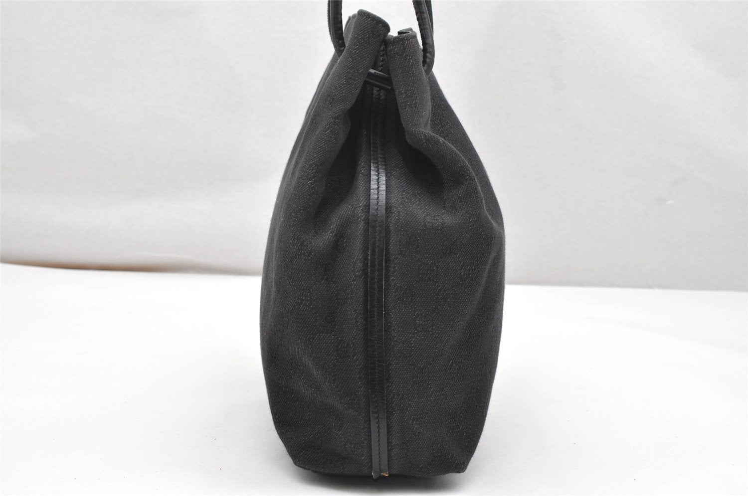 Authentic GUCCI Vintage Shoulder Tote Bag GG Canvas Leather 101341 Black 5130K