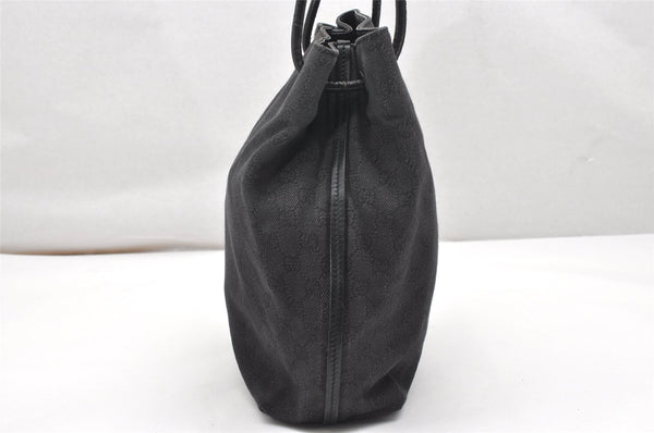Authentic GUCCI Vintage Shoulder Tote Bag GG Canvas Leather 101341 Black 5130K
