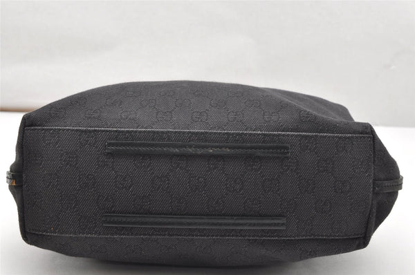 Authentic GUCCI Vintage Shoulder Tote Bag GG Canvas Leather 101341 Black 5130K