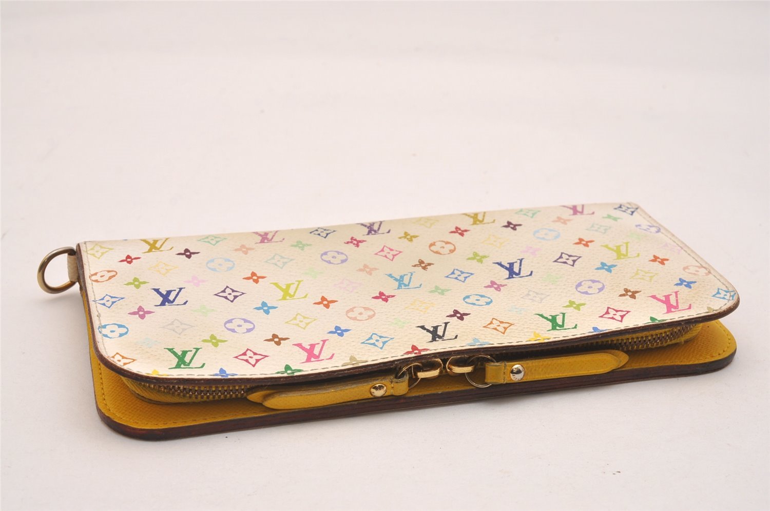 Auth Louis Vuitton Monogram Multicolor Portefeuille Insolite Wallet White 5132J