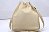 Authentic GUCCI Vintage Shoulder Drawstring Bag Leather Cream White Junk 5132K