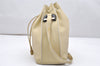 Authentic GUCCI Vintage Shoulder Drawstring Bag Leather Cream White Junk 5132K