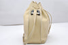 Authentic GUCCI Vintage Shoulder Drawstring Bag Leather Cream White Junk 5132K