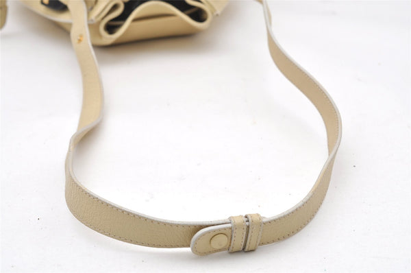 Authentic GUCCI Vintage Shoulder Drawstring Bag Leather Cream White Junk 5132K