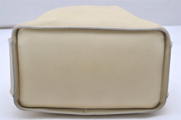 Authentic GUCCI Vintage Shoulder Drawstring Bag Leather Cream White Junk 5132K