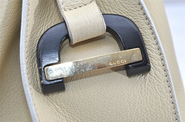 Authentic GUCCI Vintage Shoulder Drawstring Bag Leather Cream White Junk 5132K