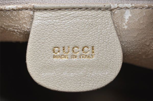 Authentic GUCCI Vintage Shoulder Drawstring Bag Leather Cream White Junk 5132K