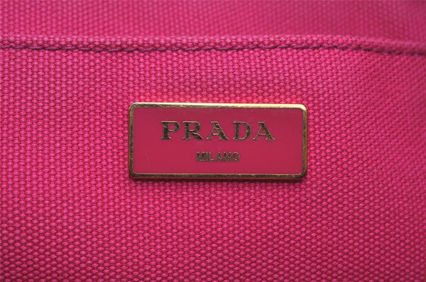 Authentic PRADA Canapa M Canvas 2Way Shoulder Crossbody Tote Hand Bag Pink 5133I