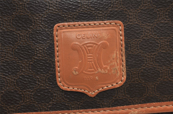 Authentic CELINE Macadam Blason Shoulder Tote Bag PVC Leather Brown 5133K