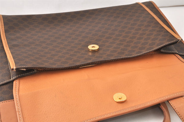 Authentic CELINE Macadam Blason Shoulder Tote Bag PVC Leather Brown 5133K