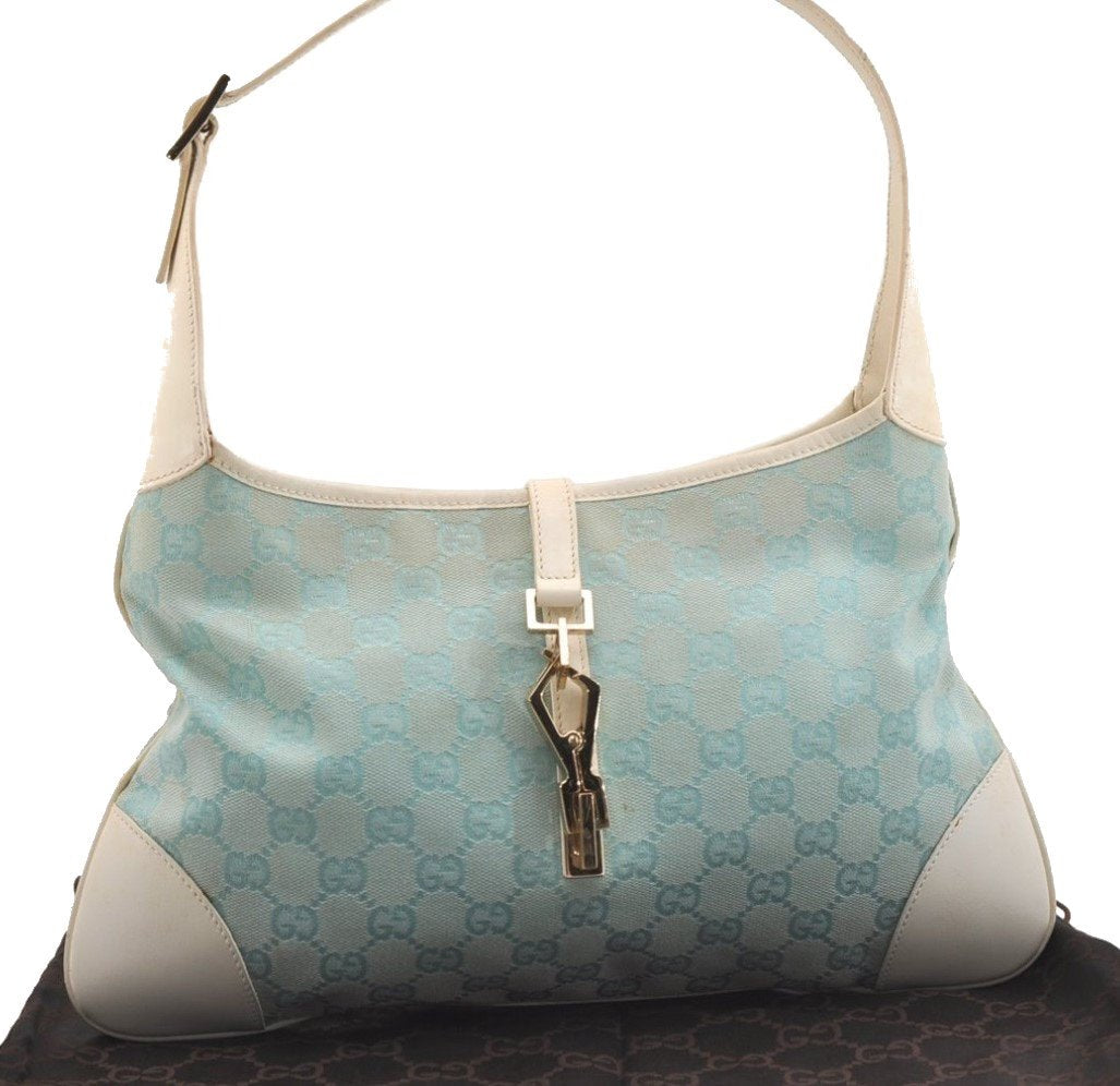 Authentic GUCCI Kandinsky Shoulder Bag GG Canvas Leather 0014057 Blue 5135J