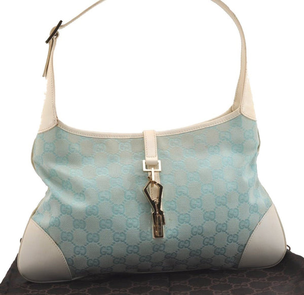 Authentic GUCCI Kandinsky Shoulder Bag GG Canvas Leather 0014057 Blue 5135J