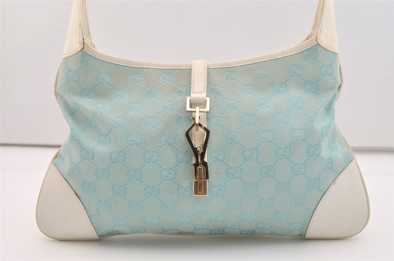 Authentic GUCCI Kandinsky Shoulder Bag GG Canvas Leather 0014057 Blue 5135J