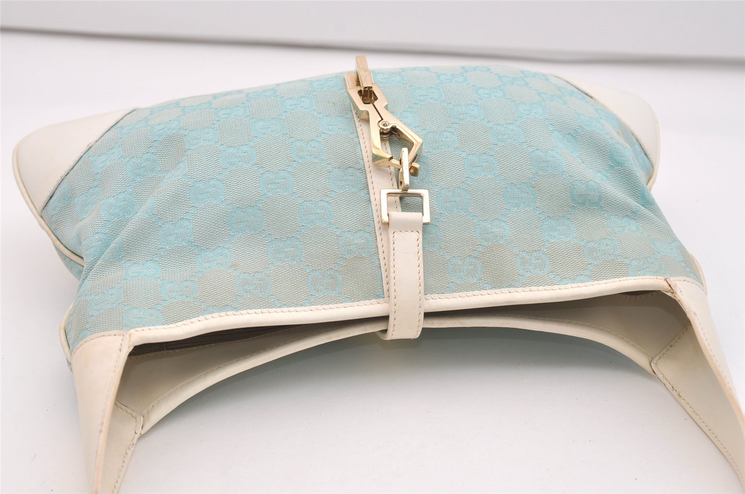 Authentic GUCCI Kandinsky Shoulder Bag GG Canvas Leather 0014057 Blue 5135J