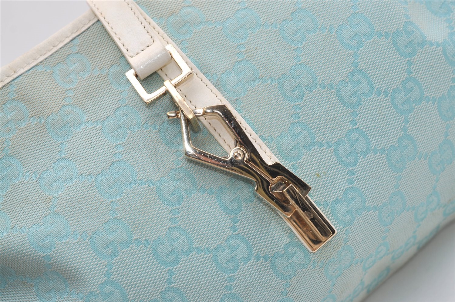 Authentic GUCCI Kandinsky Shoulder Bag GG Canvas Leather 0014057 Blue 5135J