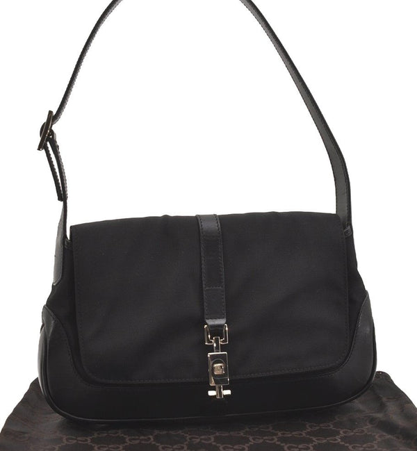 Authentic GUCCI Jackie Shoulder Hand Bag Canvas Leather 0013824 Black 5136J