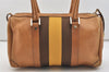 Authentic GUCCI Sherry Line Hand Boston Bag Leather Canvas 0000851 Brown 5137J