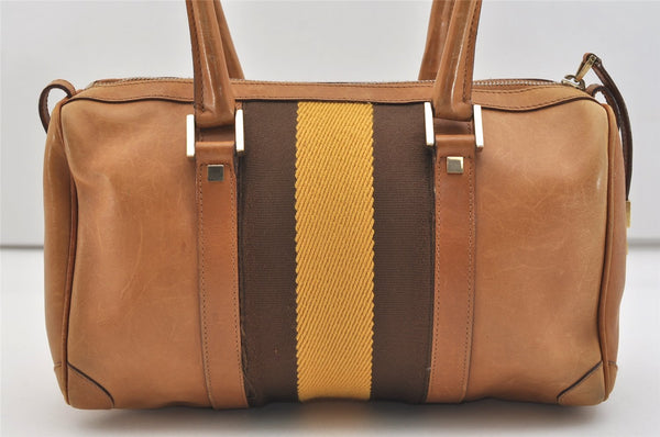 Authentic GUCCI Sherry Line Hand Boston Bag Leather Canvas 0000851 Brown 5137J