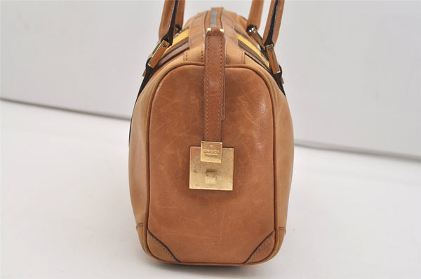 Authentic GUCCI Sherry Line Hand Boston Bag Leather Canvas 0000851 Brown 5137J