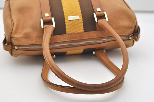 Authentic GUCCI Sherry Line Hand Boston Bag Leather Canvas 0000851 Brown 5137J