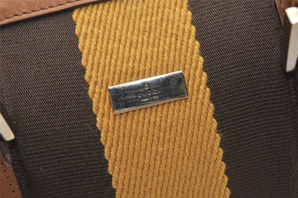 Authentic GUCCI Sherry Line Hand Boston Bag Leather Canvas 0000851 Brown 5137J