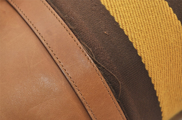 Authentic GUCCI Sherry Line Hand Boston Bag Leather Canvas 0000851 Brown 5137J