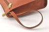 Authentic CELINE Vintage Clutch Hand Bag Purse Leather Brown 5137K