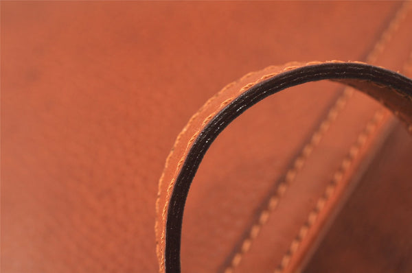 Authentic CELINE Vintage Clutch Hand Bag Purse Leather Brown 5137K