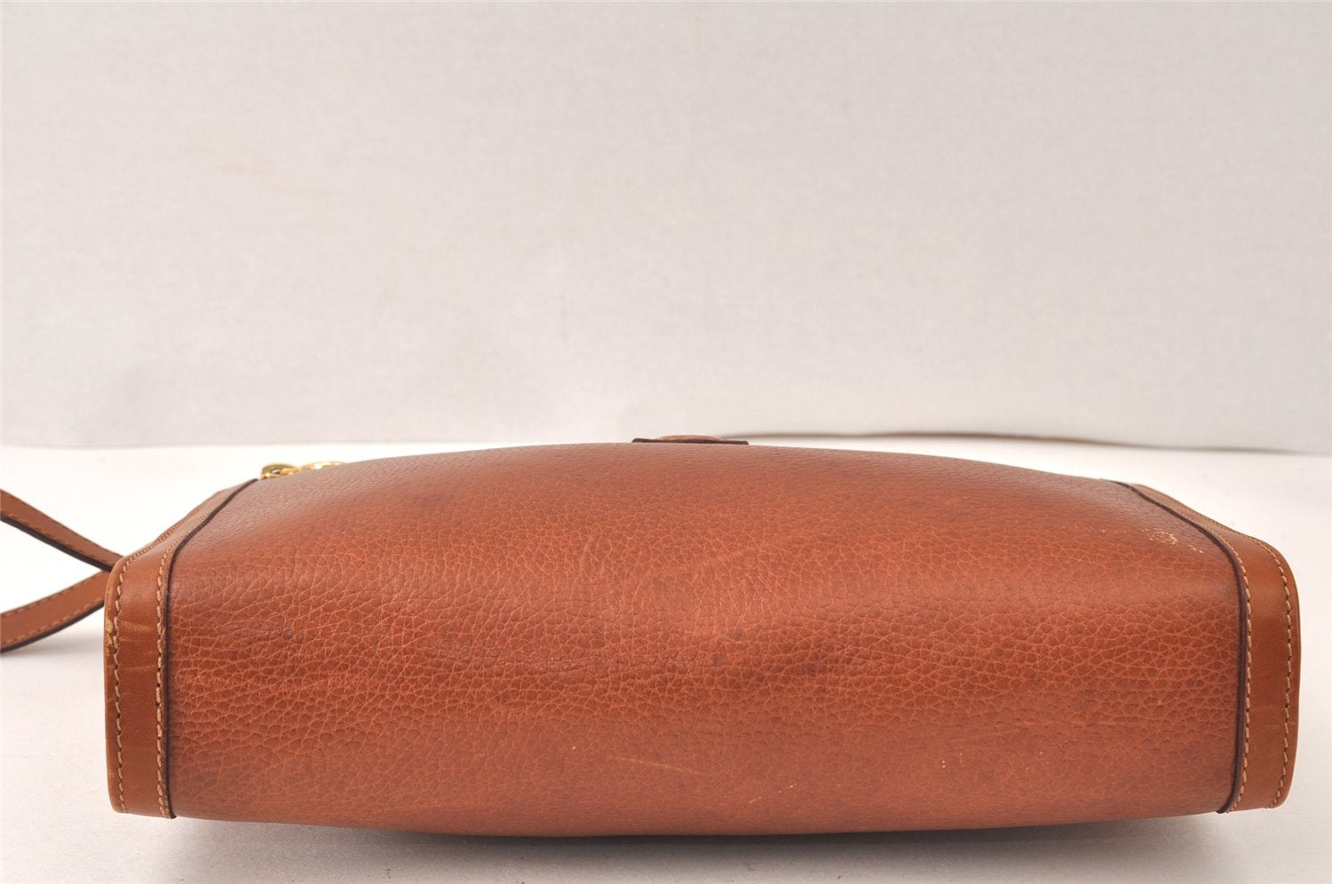 Authentic CELINE Vintage Clutch Hand Bag Purse Leather Brown 5137K