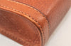 Authentic CELINE Vintage Clutch Hand Bag Purse Leather Brown 5137K