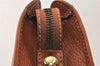 Authentic CELINE Vintage Clutch Hand Bag Purse Leather Brown 5137K