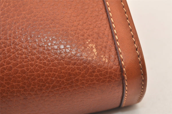 Authentic CELINE Vintage Clutch Hand Bag Purse Leather Brown 5137K