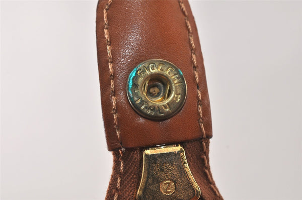 Authentic CELINE Vintage Clutch Hand Bag Purse Leather Brown 5137K