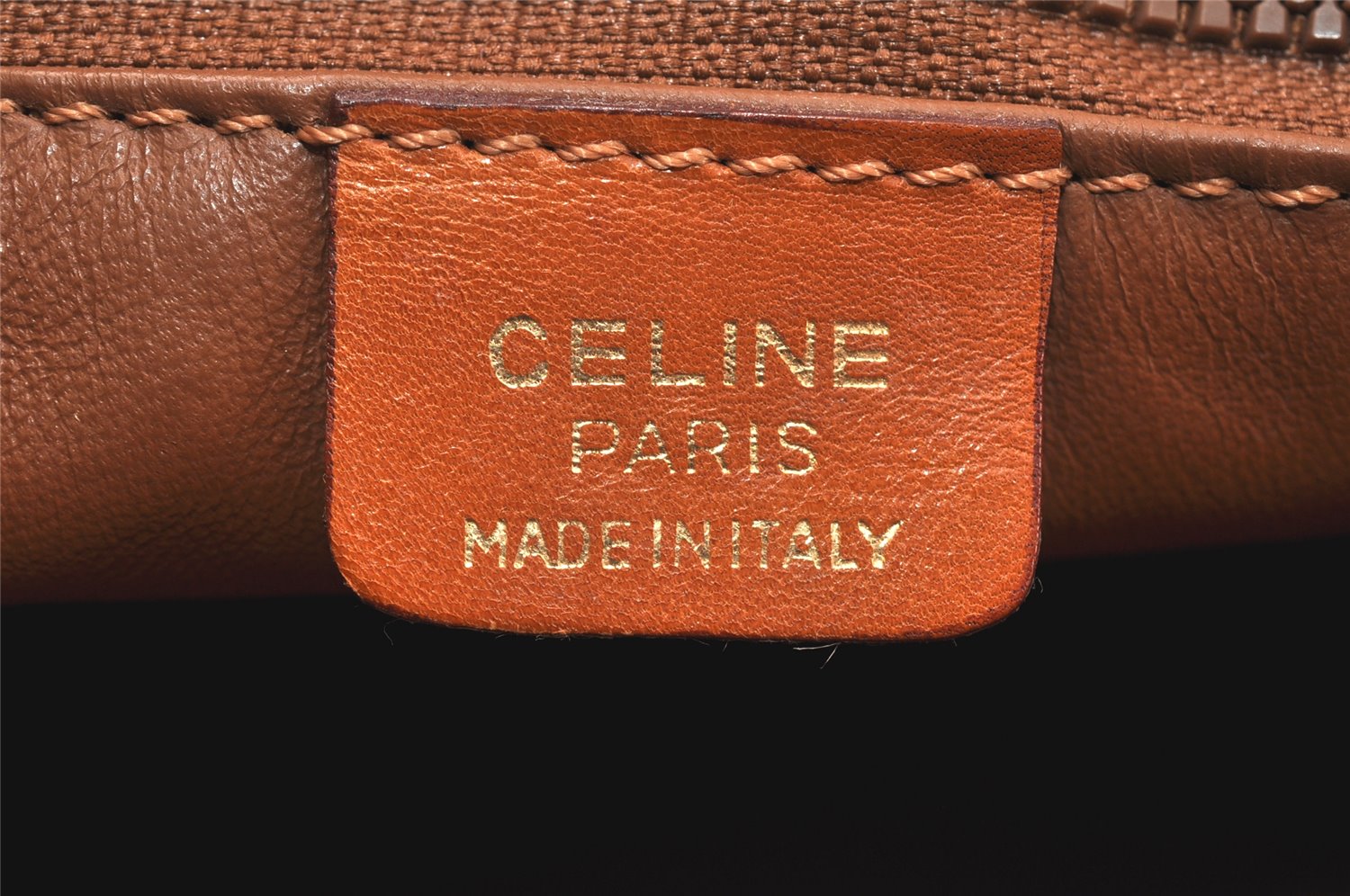 Authentic CELINE Vintage Clutch Hand Bag Purse Leather Brown 5137K
