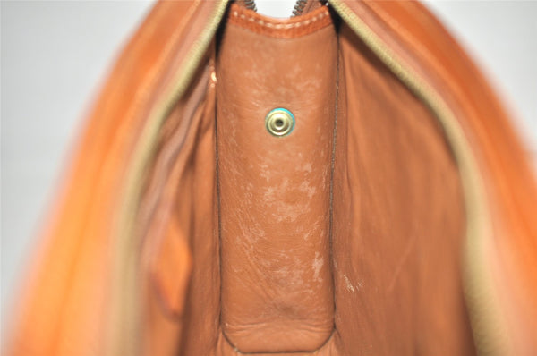 Authentic CELINE Vintage Clutch Hand Bag Purse Leather Brown 5137K