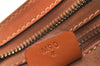 Authentic CELINE Vintage Clutch Hand Bag Purse Leather Brown 5137K