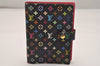 Auth Louis Vuitton Monogram Multicolor Agenda PM Notebook Cover Black Box 5138J
