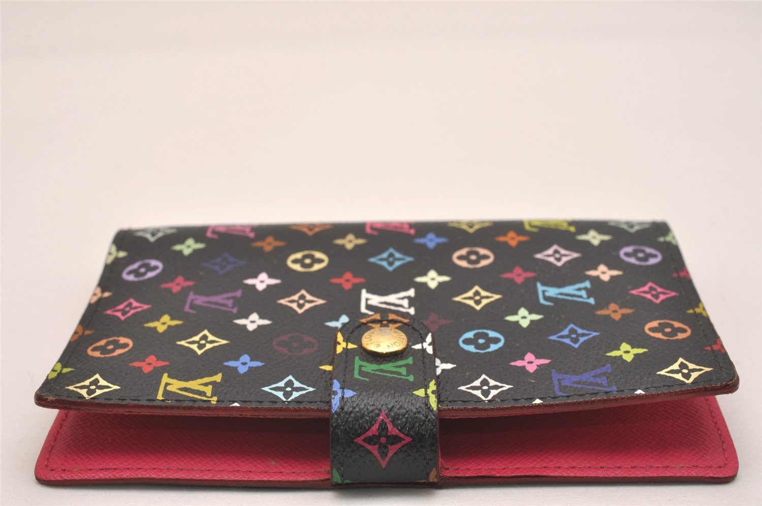 Auth Louis Vuitton Monogram Multicolor Agenda PM Notebook Cover Black Box 5138J