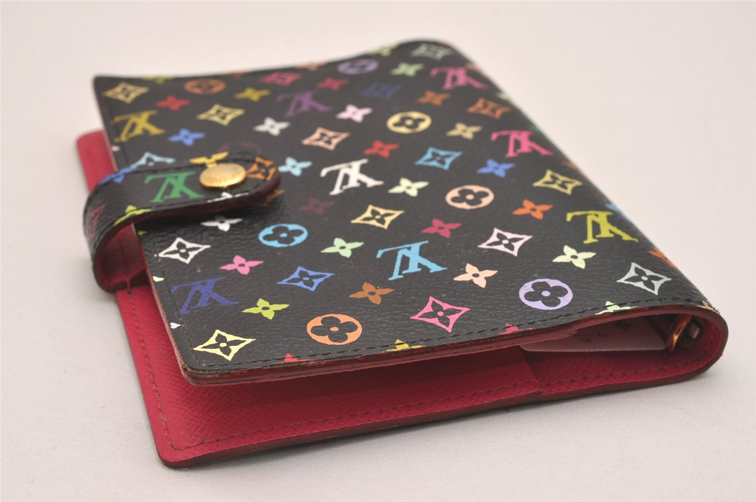 Auth Louis Vuitton Monogram Multicolor Agenda PM Notebook Cover Black Box 5138J