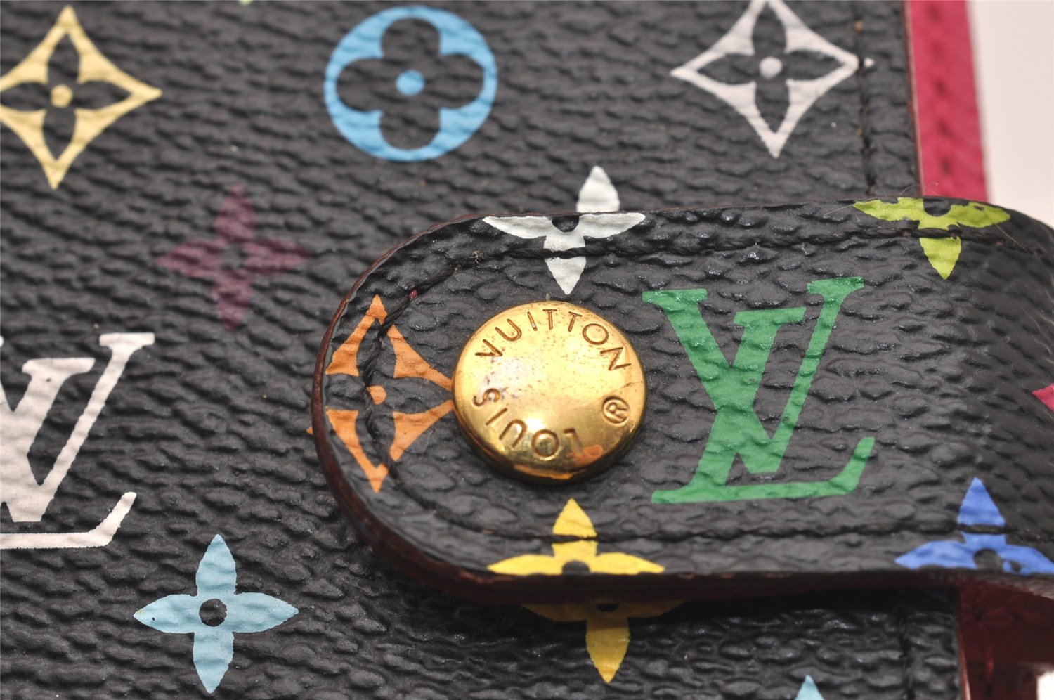 Auth Louis Vuitton Monogram Multicolor Agenda PM Notebook Cover Black Box 5138J