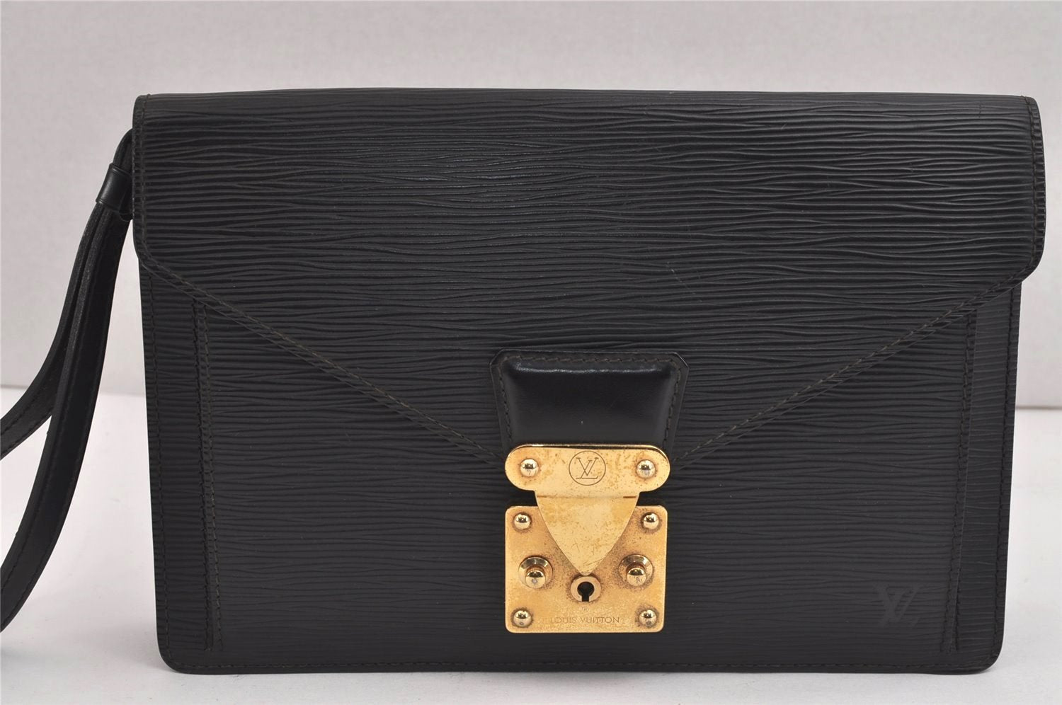 Authentic Louis Vuitton Epi Sellier Dragonne Clutch Bag Black M52612 LV 5139J