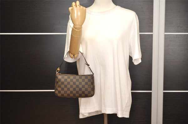 Authentic Louis Vuitton Damier Pochette Accessoires Pouch Purse N51985 LV 5140J