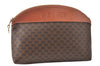Authentic CELINE Macadam Blason Pattern Clutch Hand Bag PVC Leather Brown 5140K
