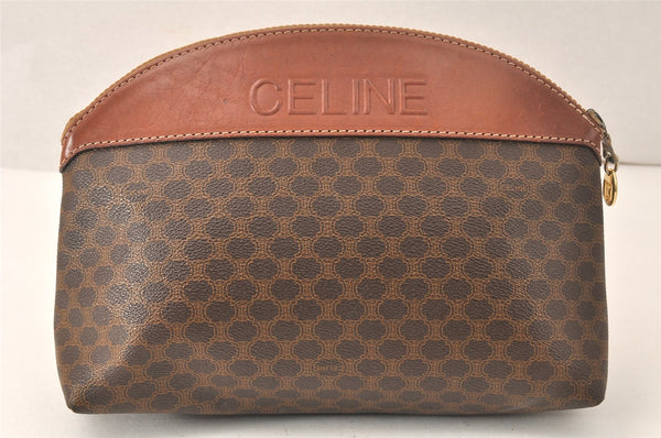 Authentic CELINE Macadam Blason Pattern Clutch Hand Bag PVC Leather Brown 5140K