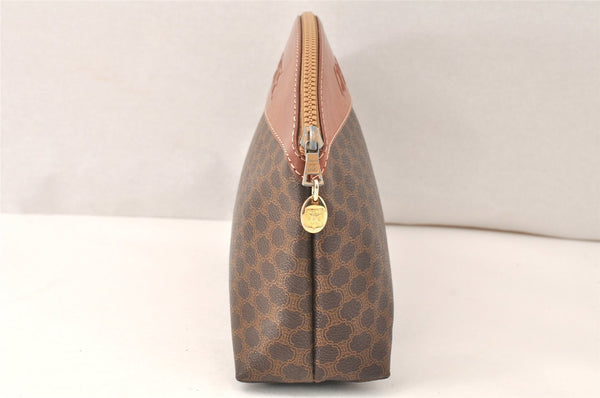Authentic CELINE Macadam Blason Pattern Clutch Hand Bag PVC Leather Brown 5140K