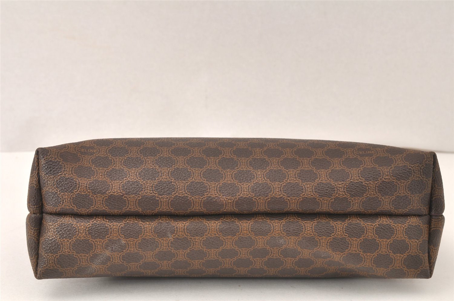 Authentic CELINE Macadam Blason Pattern Clutch Hand Bag PVC Leather Brown 5140K