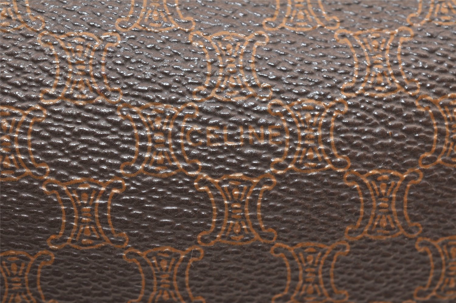 Authentic CELINE Macadam Blason Pattern Clutch Hand Bag PVC Leather Brown 5140K
